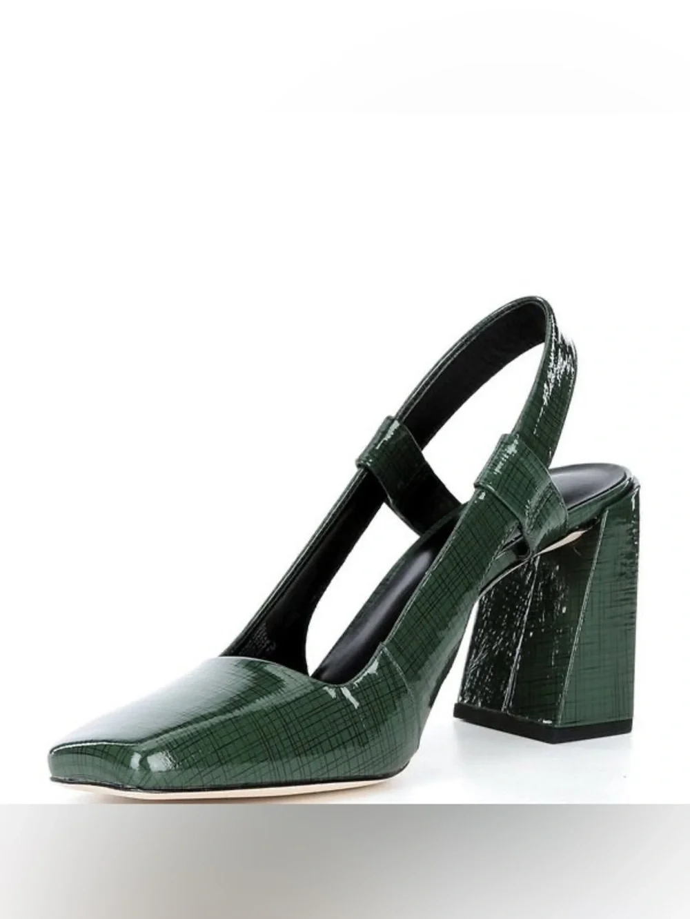 NWT Antonio Melani Salma Printed Patent Leather Slingback Pumps Oxford Green